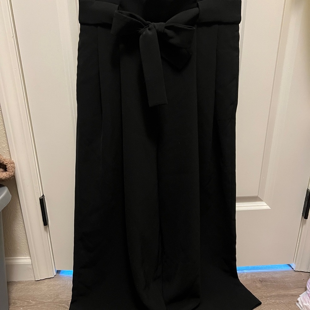 COS Black Wide Leg Crop Pants with Belt